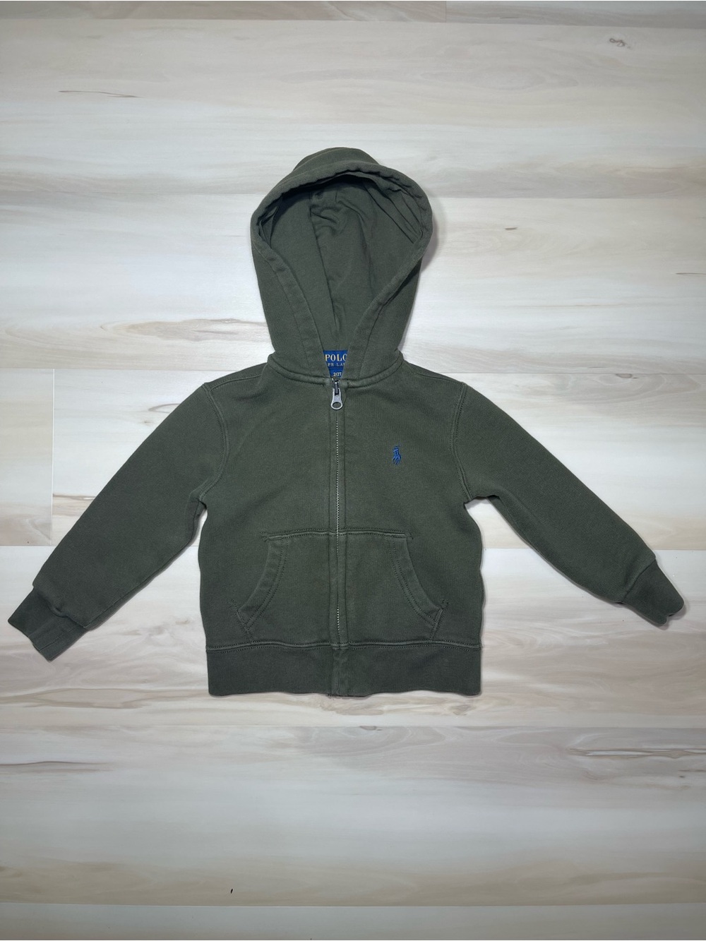 Polo Ralph Lauren Toddler Full Zip Hooded Sweatshirt Boys Size 2/2T Forest Green